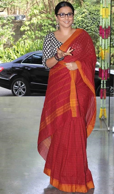 Bollywood Actress Vidya Balan Beautiful Pics In Red Saree 16